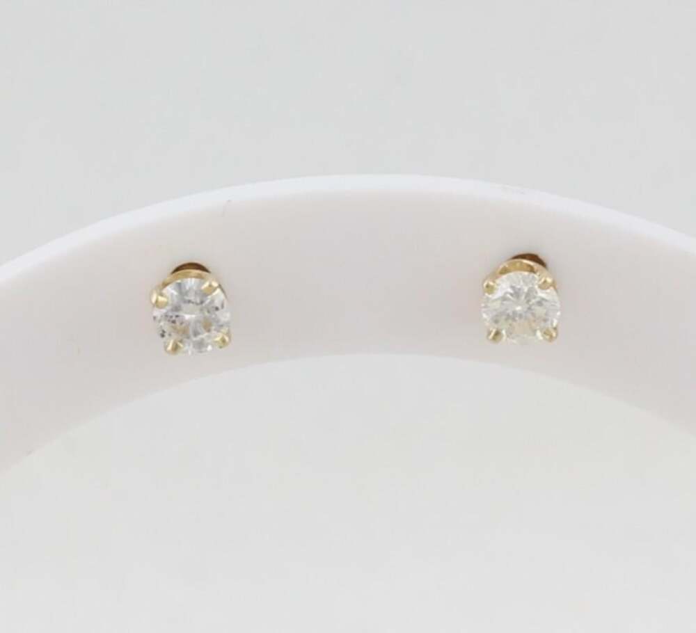 14k Yellow Gold Natural .40 Total Carat Diamond Earrings Studs 3/16" Round